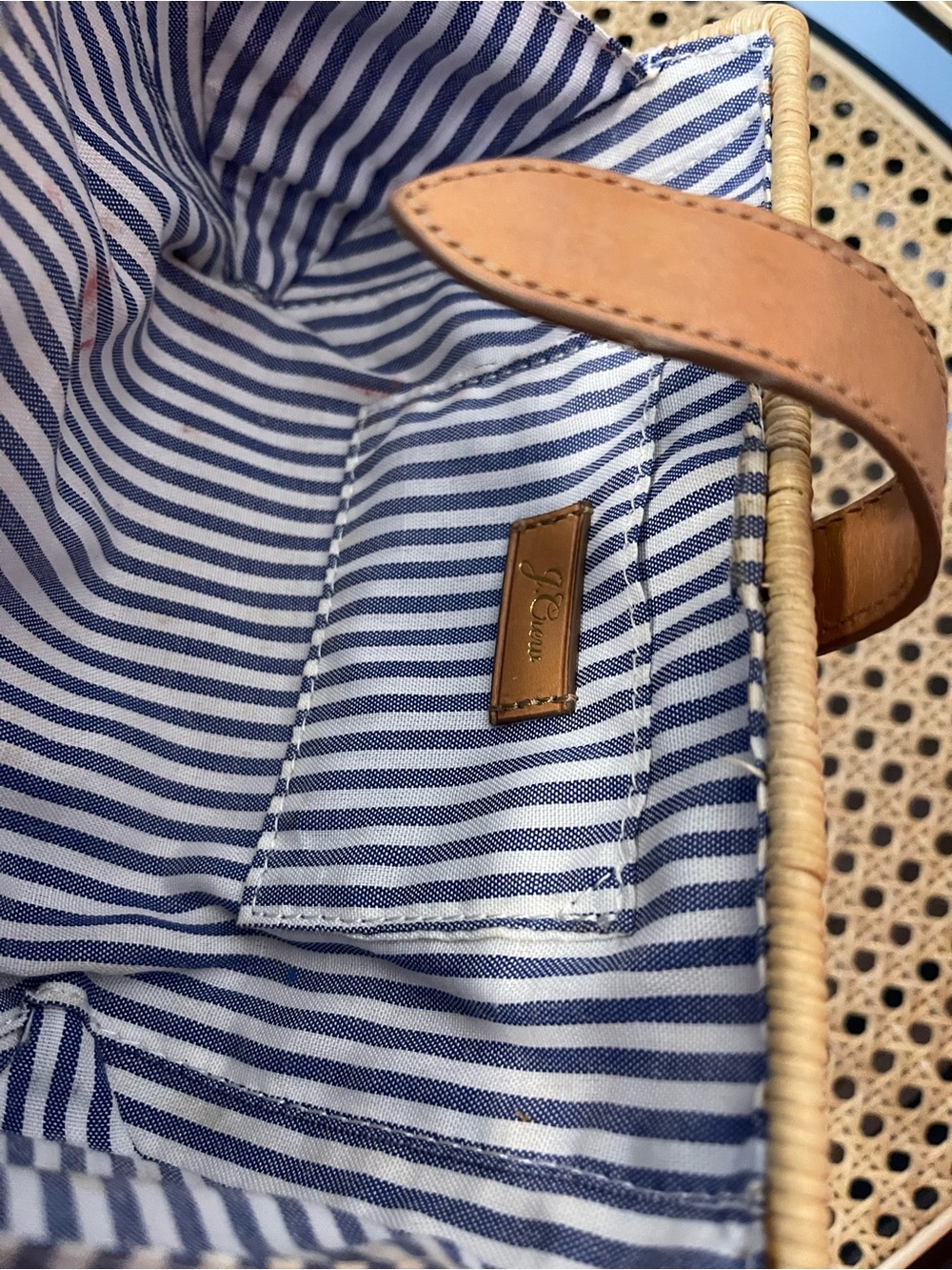 J. Crew Wicker Clutch with Tan Leather Strap - Picture 3 of 3